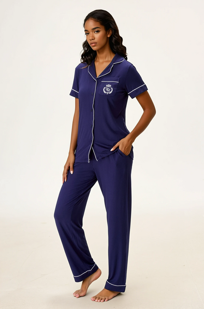 Royal Navy Bamboo Silk™ Pajama Set – Short Sleeve & Pants