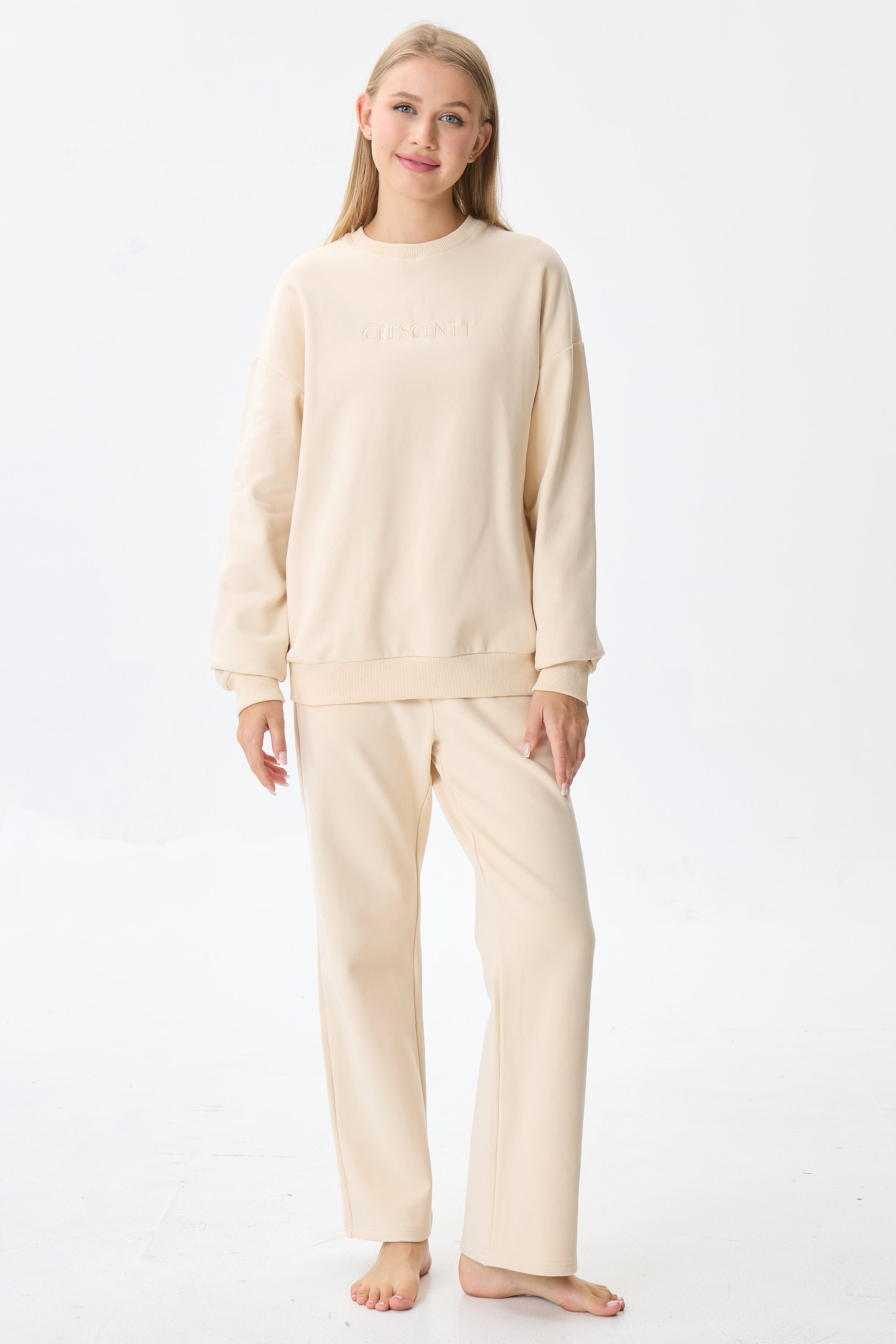 Vanilla Crème Cloud Luxe™ Athleisure Soft Lounge Set - Crescentt