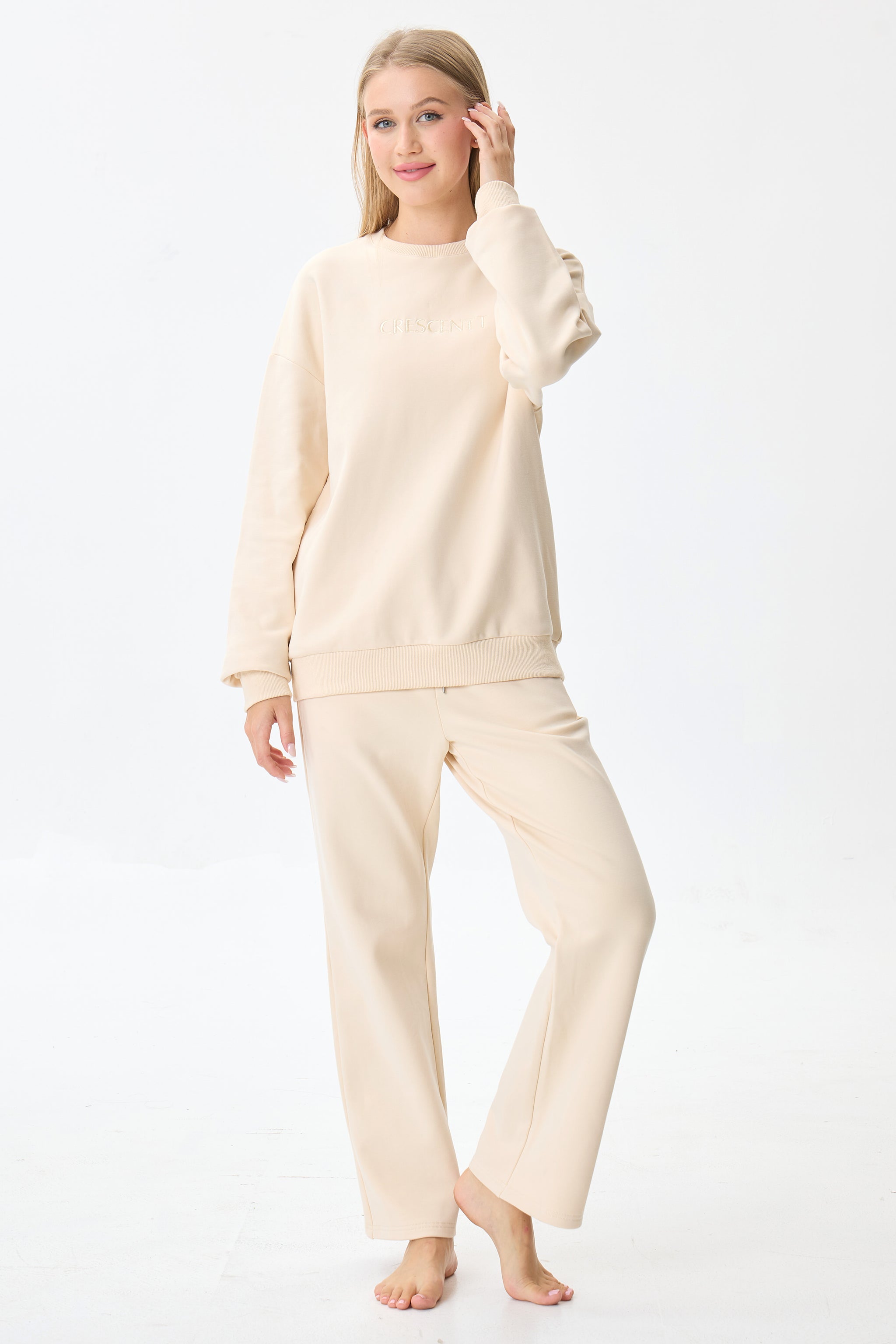 Vanilla Crème Cloud Luxe™ Athleisure Soft Lounge Set - Crescentt