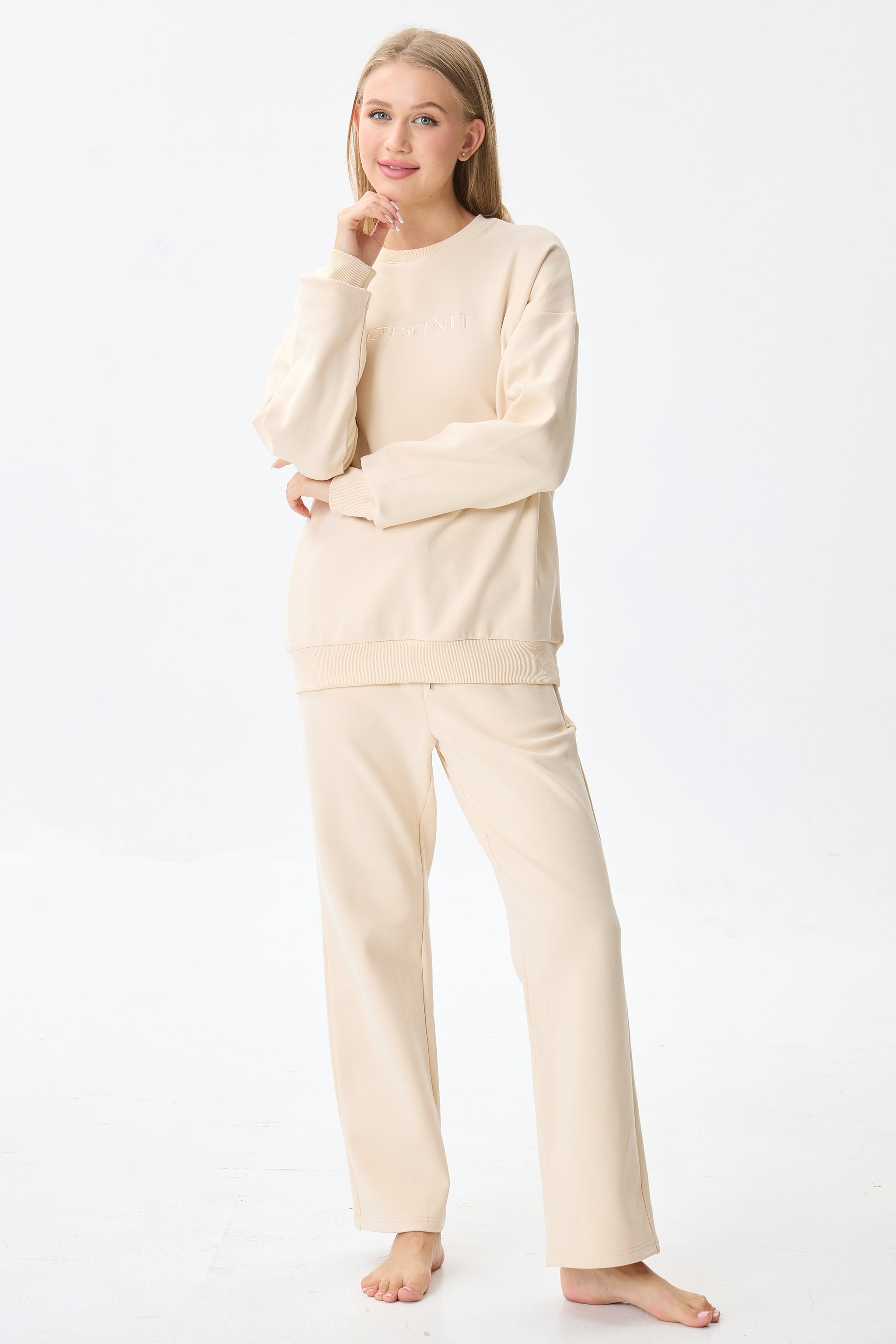 Vanilla Crème Cloud Luxe™ Athleisure Soft Lounge Set - Crescentt