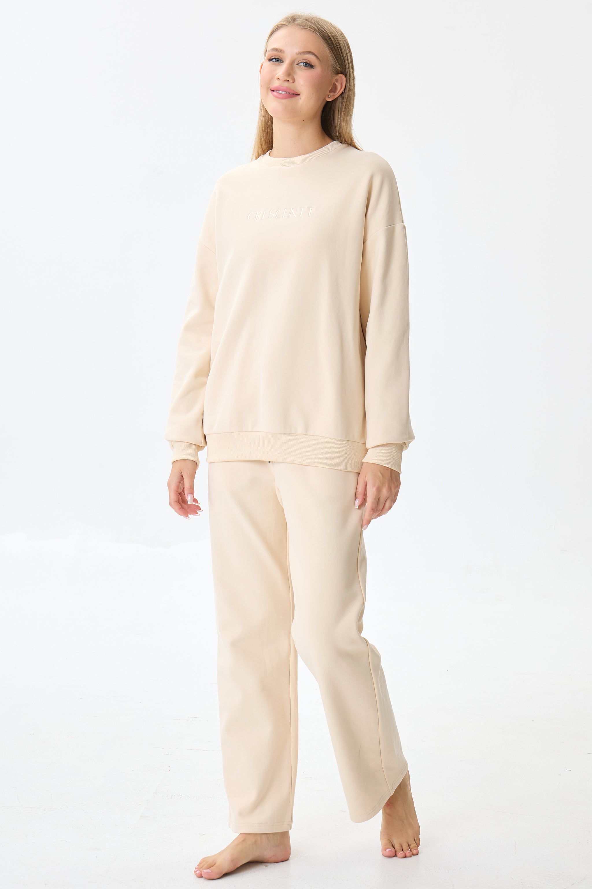 Vanilla Crème Cloud Luxe™ Athleisure Soft Lounge Set - Crescentt