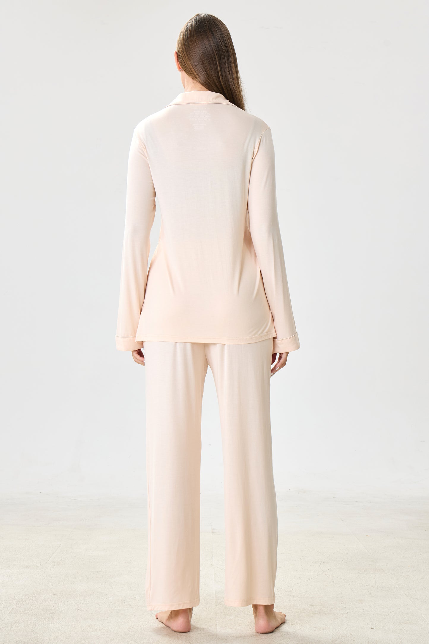 Ivory Crème Luxe Modal Silk™ Pajama Set – Long Sleeve & Pants