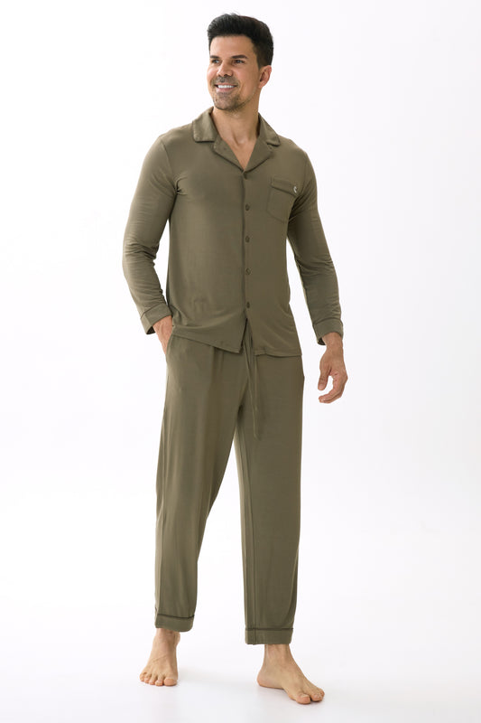 Olive Green Men’s Organic Bamboo Silk™ Pajama Set – Long Sleeve & Pants