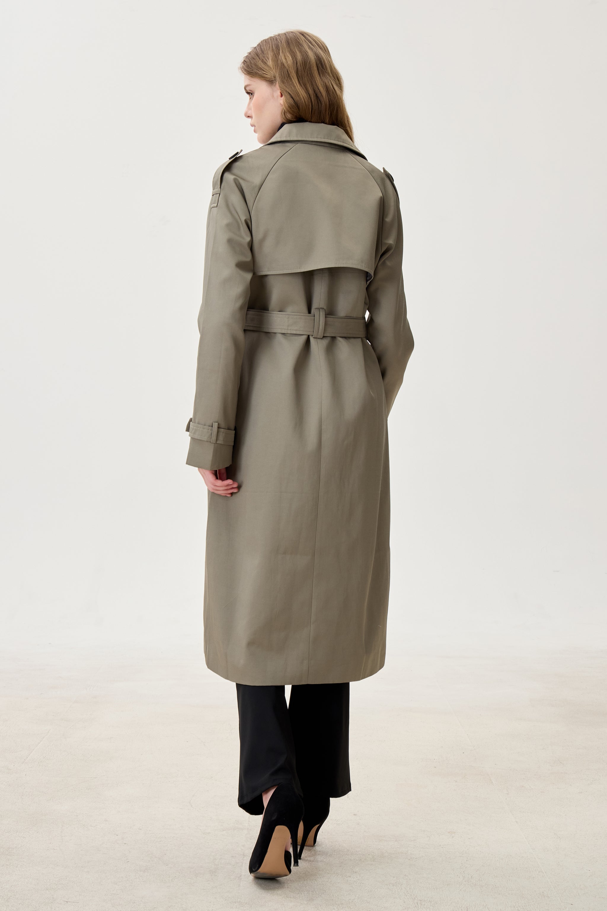 Sage Gray Marquise™ Water-Resistant Trench Coat - Crescentt