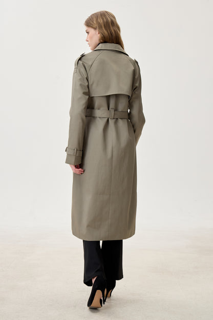 Sage Gray Marquise™ Water-Resistant Trench Coat