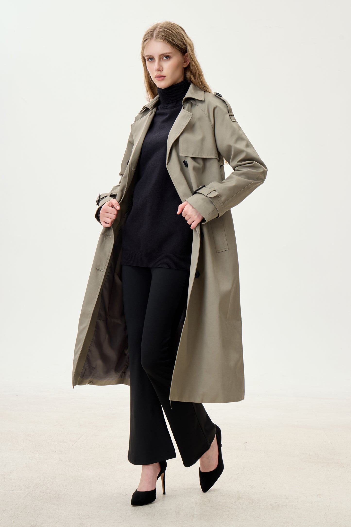 Sage Gray Marquise™ Water-Resistant Trench Coat