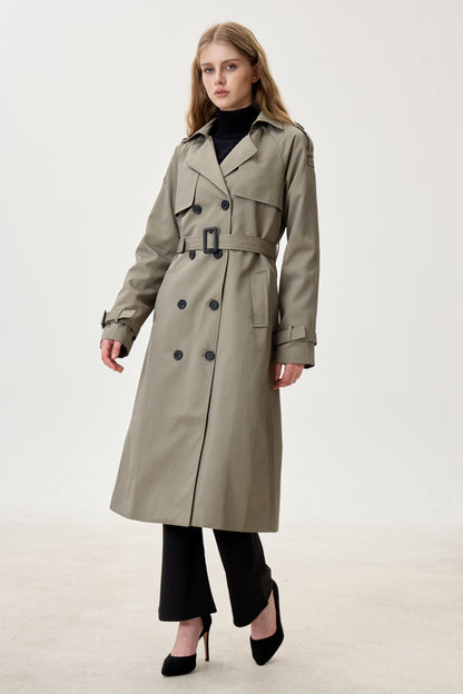 Sage Gray Marquise™ Water-Resistant Trench Coat