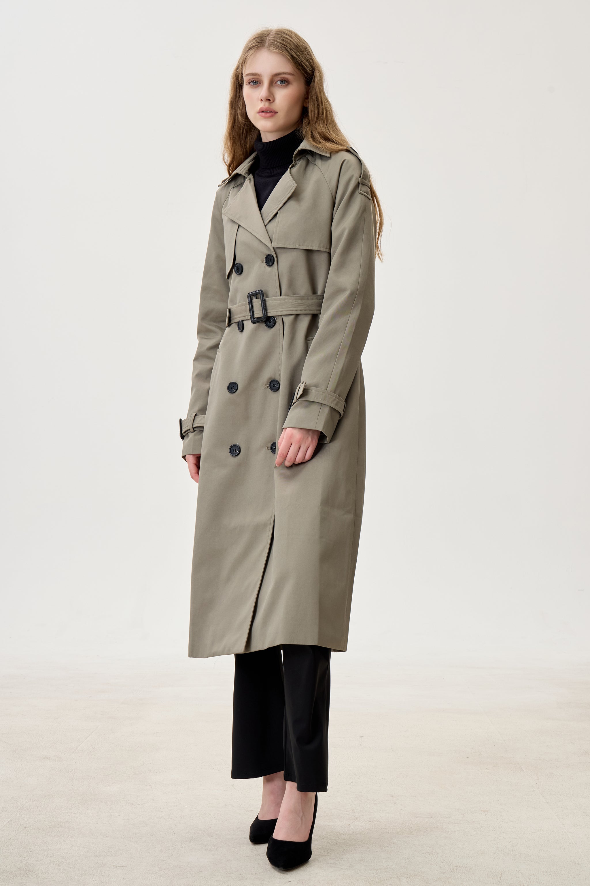 Sage Gray Marquise™ Water-Resistant Trench Coat - Crescentt