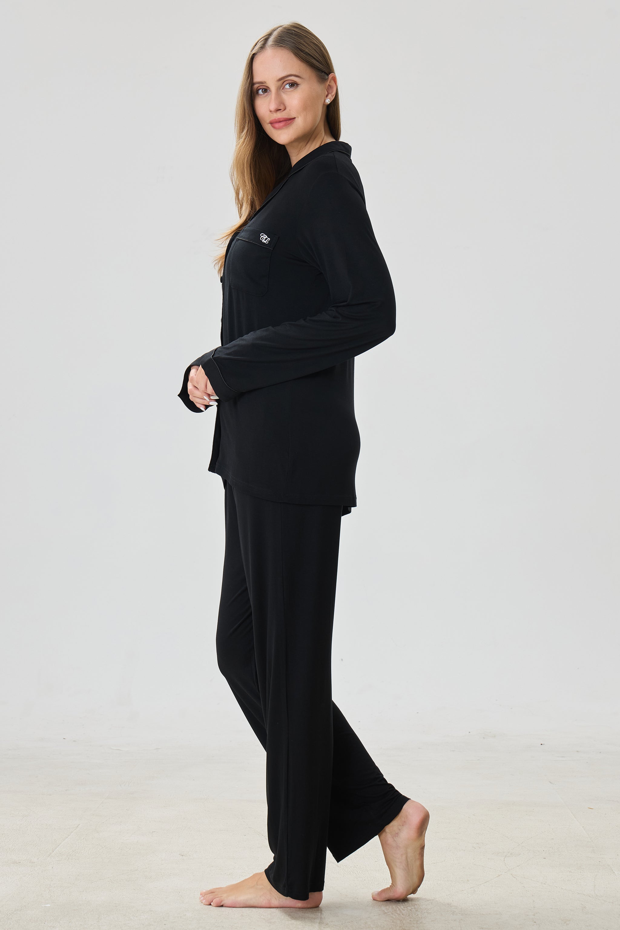 Raven Luxe Modal Silk™ Pajama Set – Long Sleeve & Pants - Crescentt