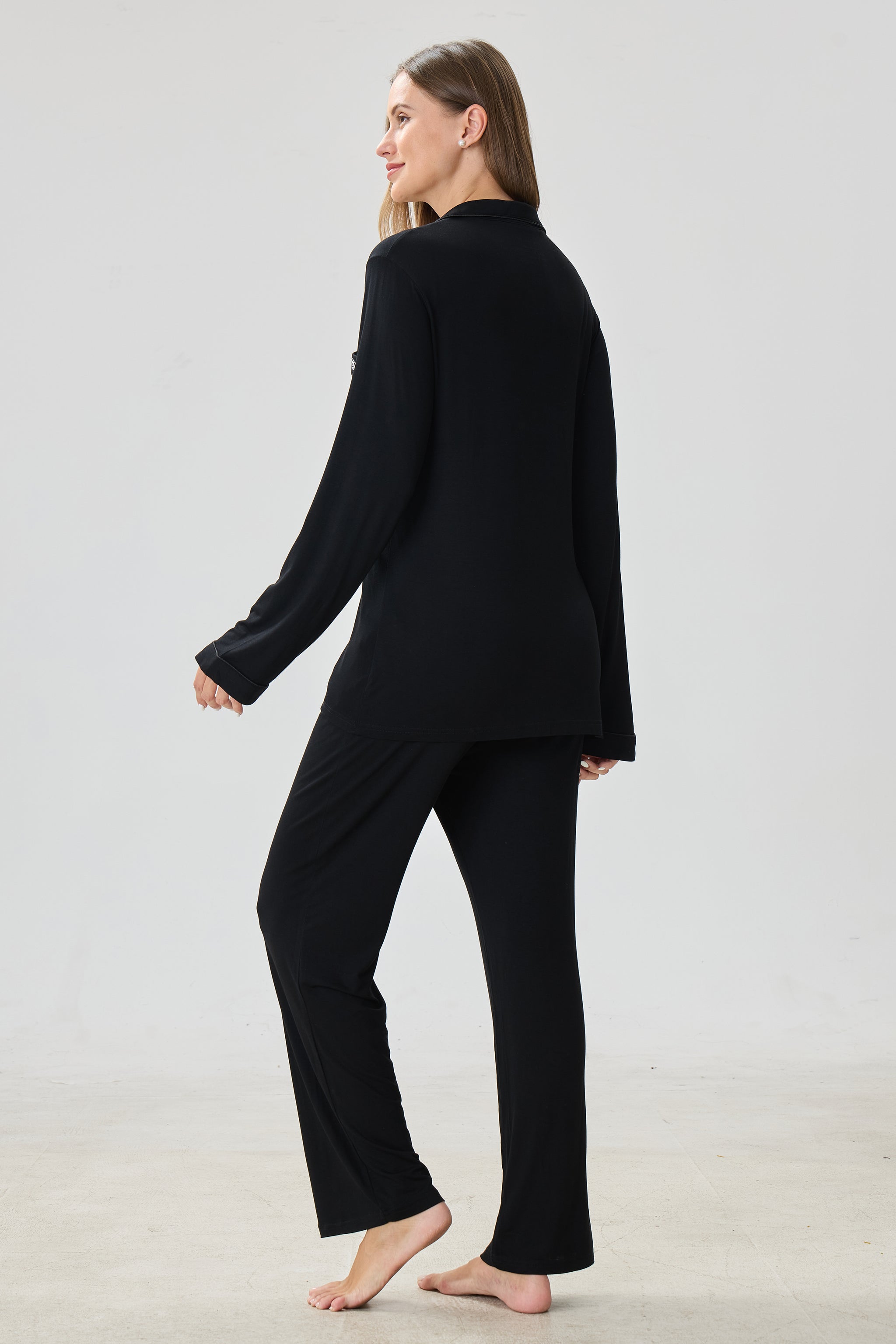 Raven Luxe Modal Silk™ Pajama Set – Long Sleeve & Pants - Crescentt