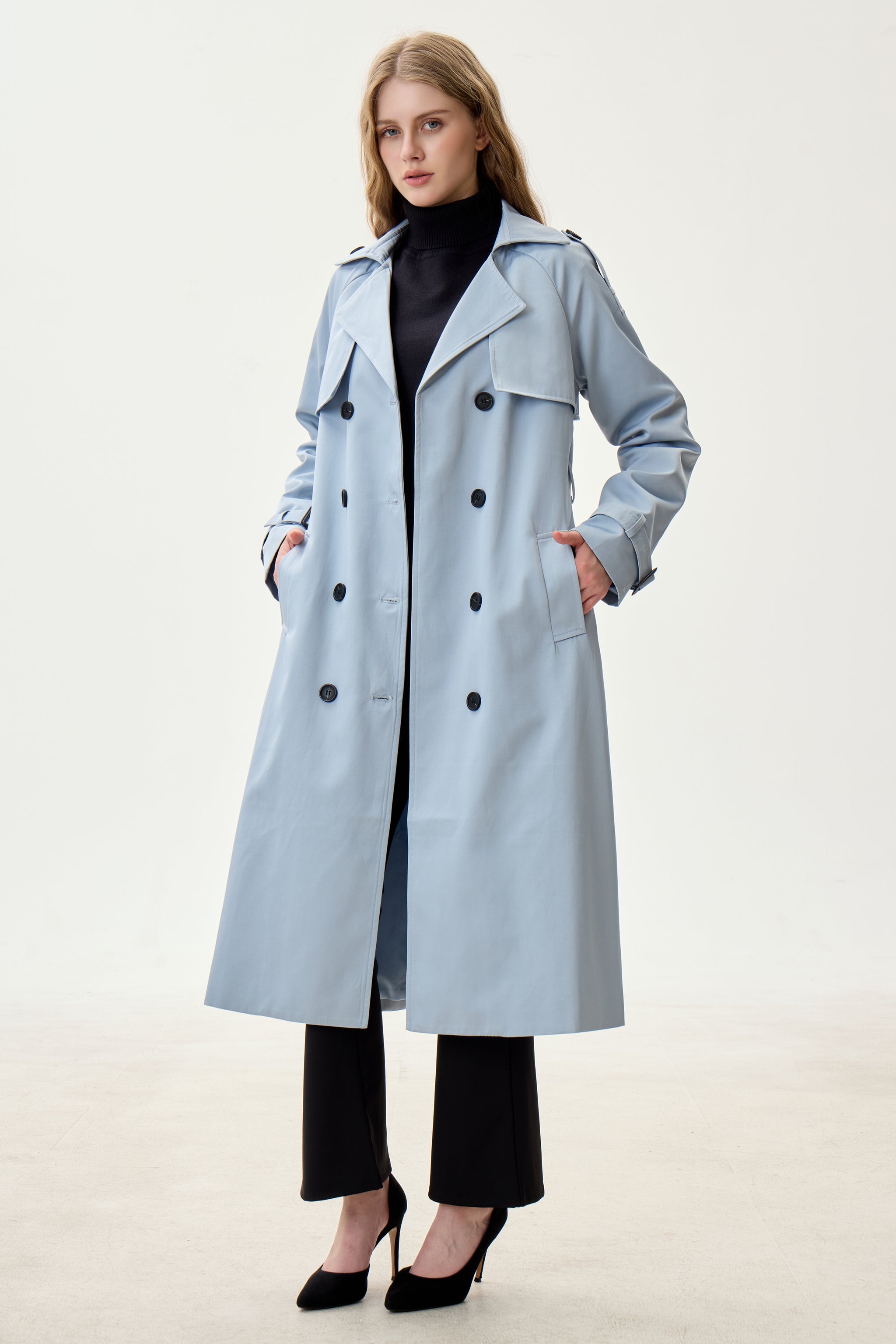 Pacific Blue Marquise™ Water-Resistant Trench Coat - Crescentt