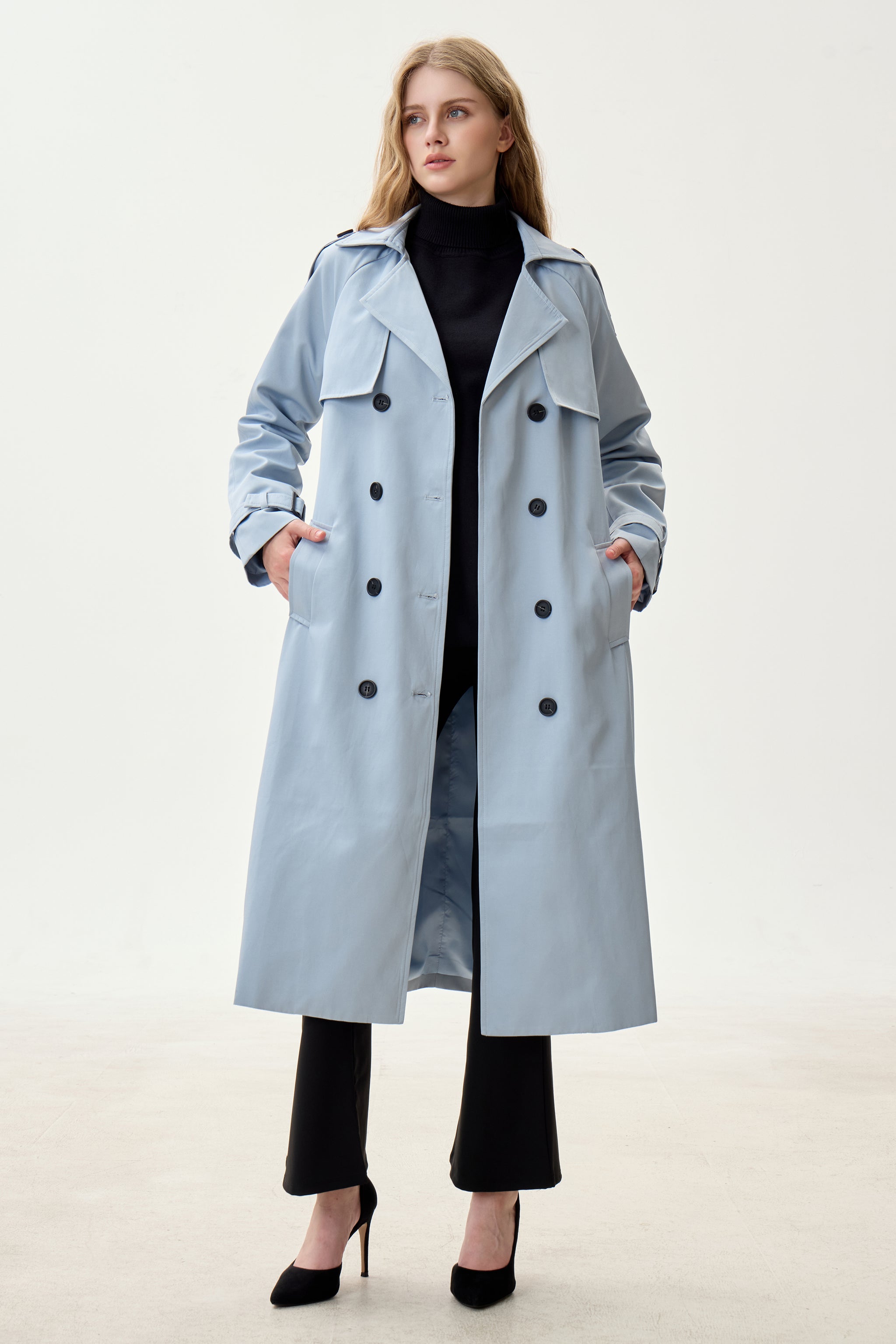 Pacific Blue Marquise™ Water-Resistant Trench Coat - Crescentt