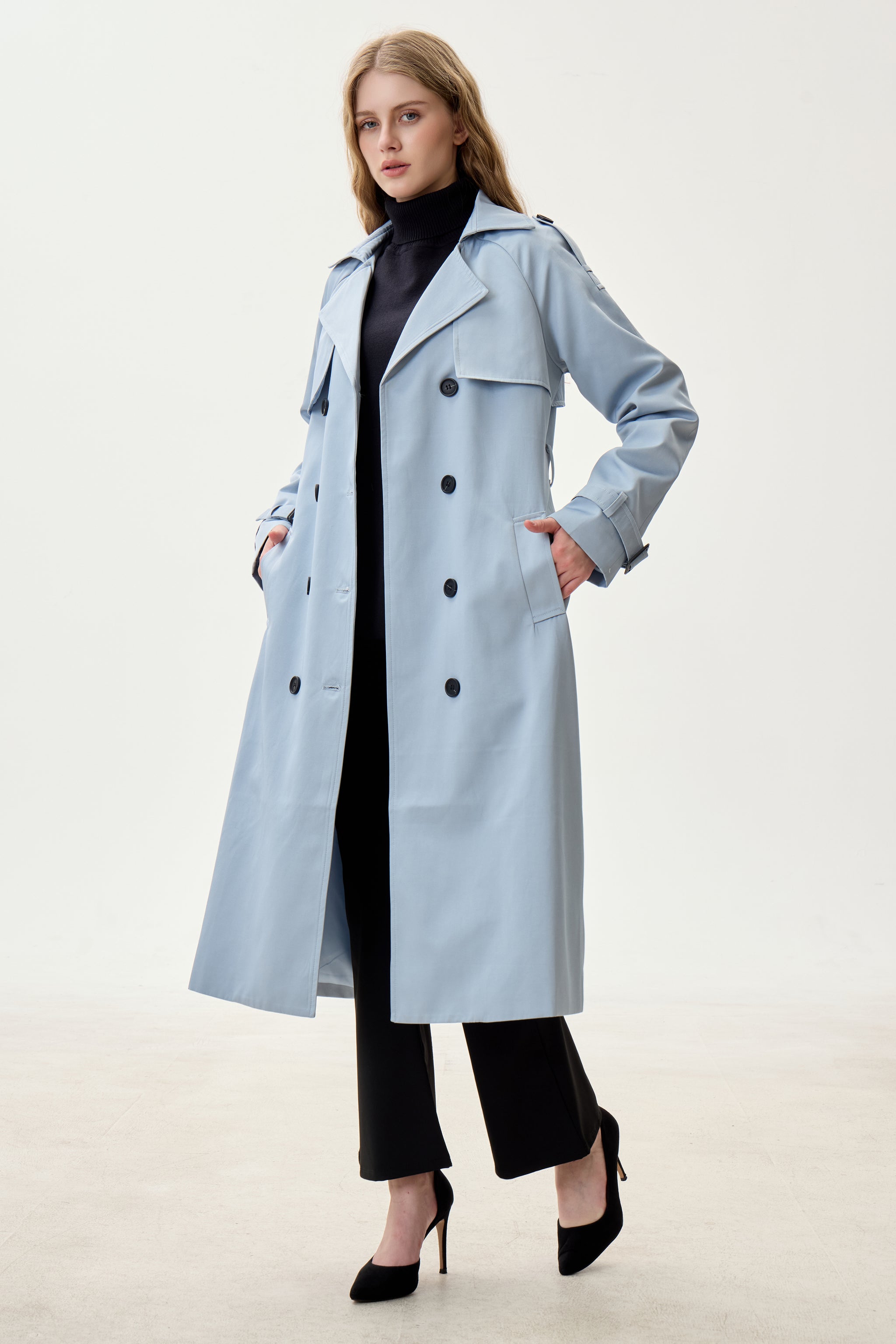 Pacific Blue Marquise™ Water-Resistant Trench Coat - Crescentt