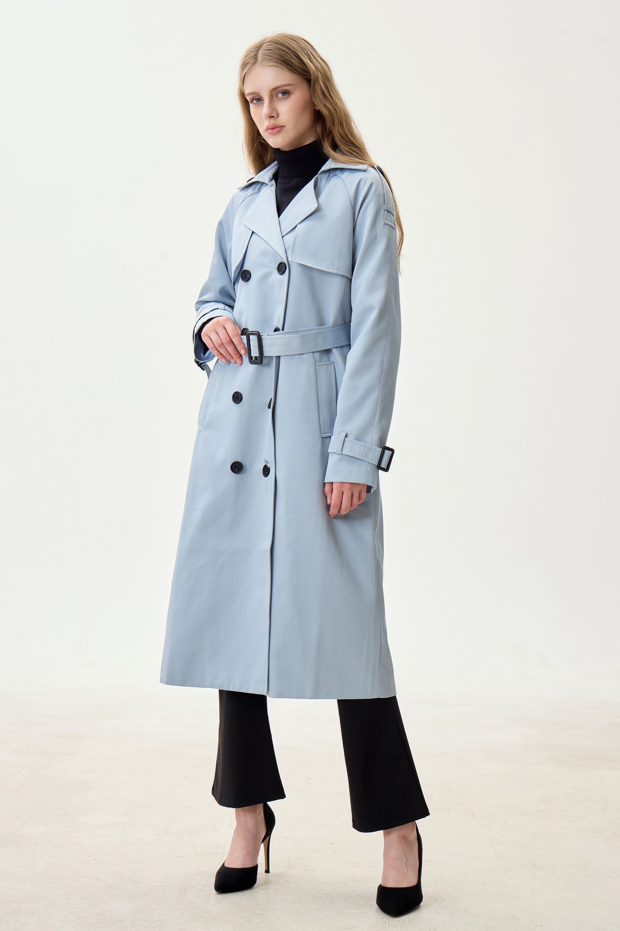 Pacific Blue Marquise™ Water-Resistant Trench Coat - Crescentt