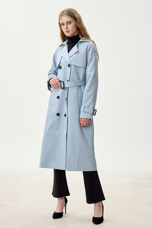 Pacific Blue Marquise™ Water-Resistant Trench Coat - Crescentt