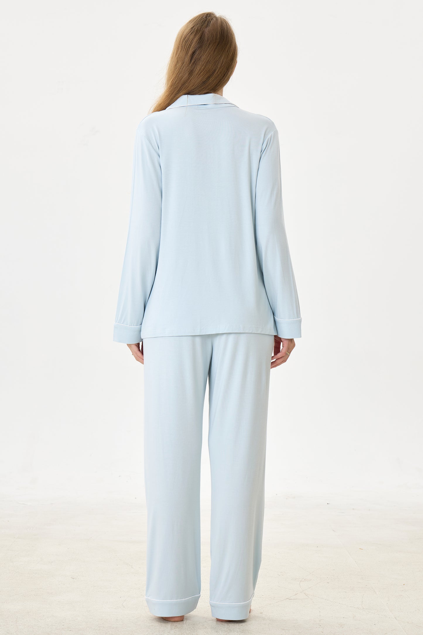 Periwinkle Bamboo Silk™ Pajama Set – Long Sleeve & Pants