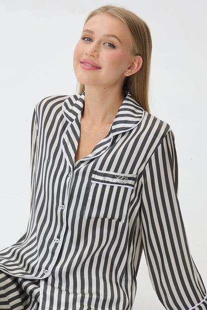 Pinstripe Emery™ Mulberry Silk Pajama Set + Eye Mask + Scrunchie