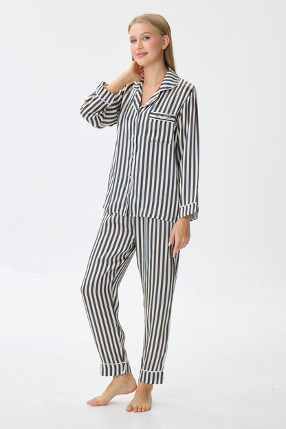 Pinstripe Emery™ Mulberry Silk Pajama Set + Eye Mask + Scrunchie