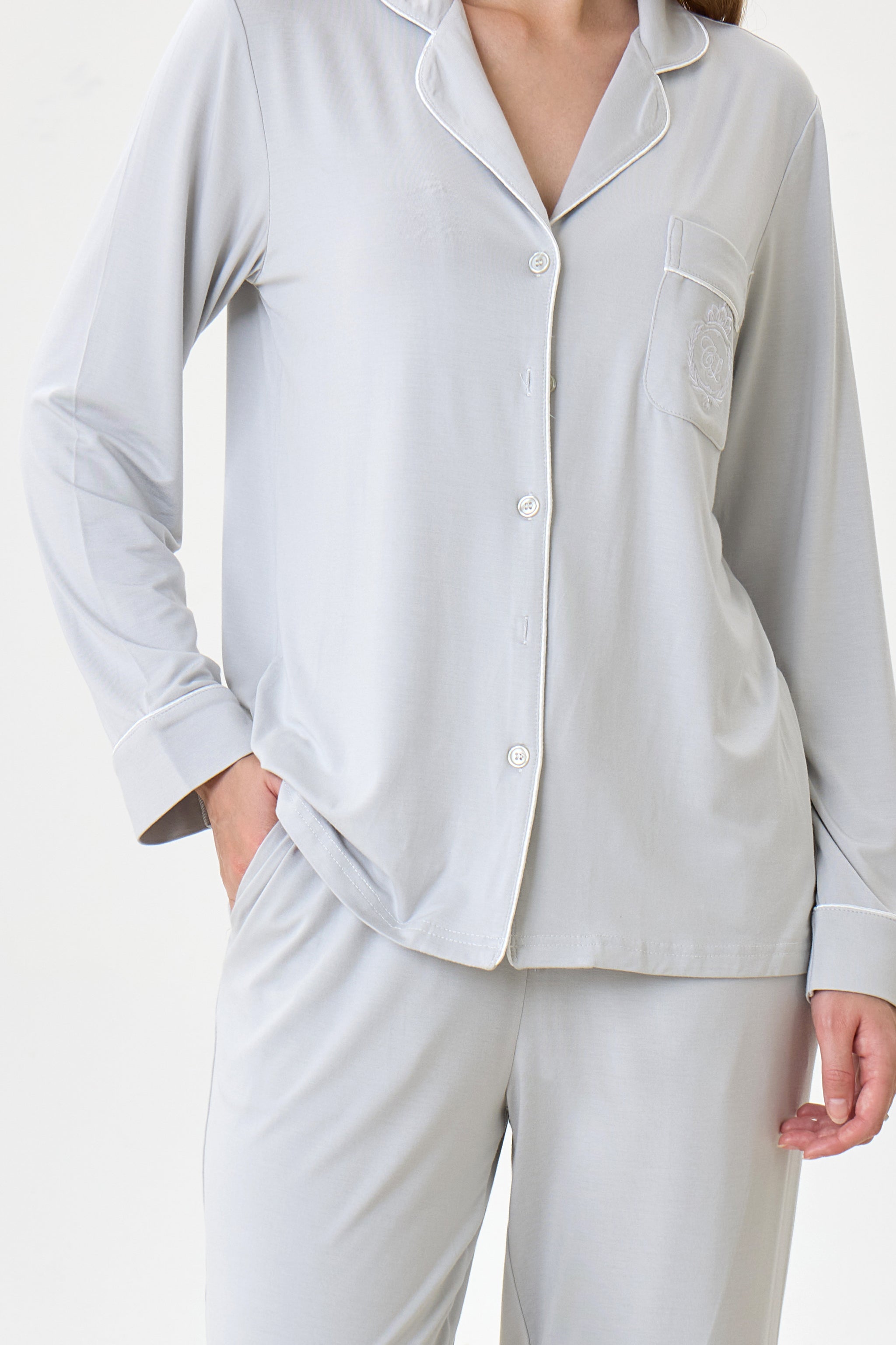 Platinum Bamboo Silk™ Pajama Set – Long Sleeve & Pants - Crescentt