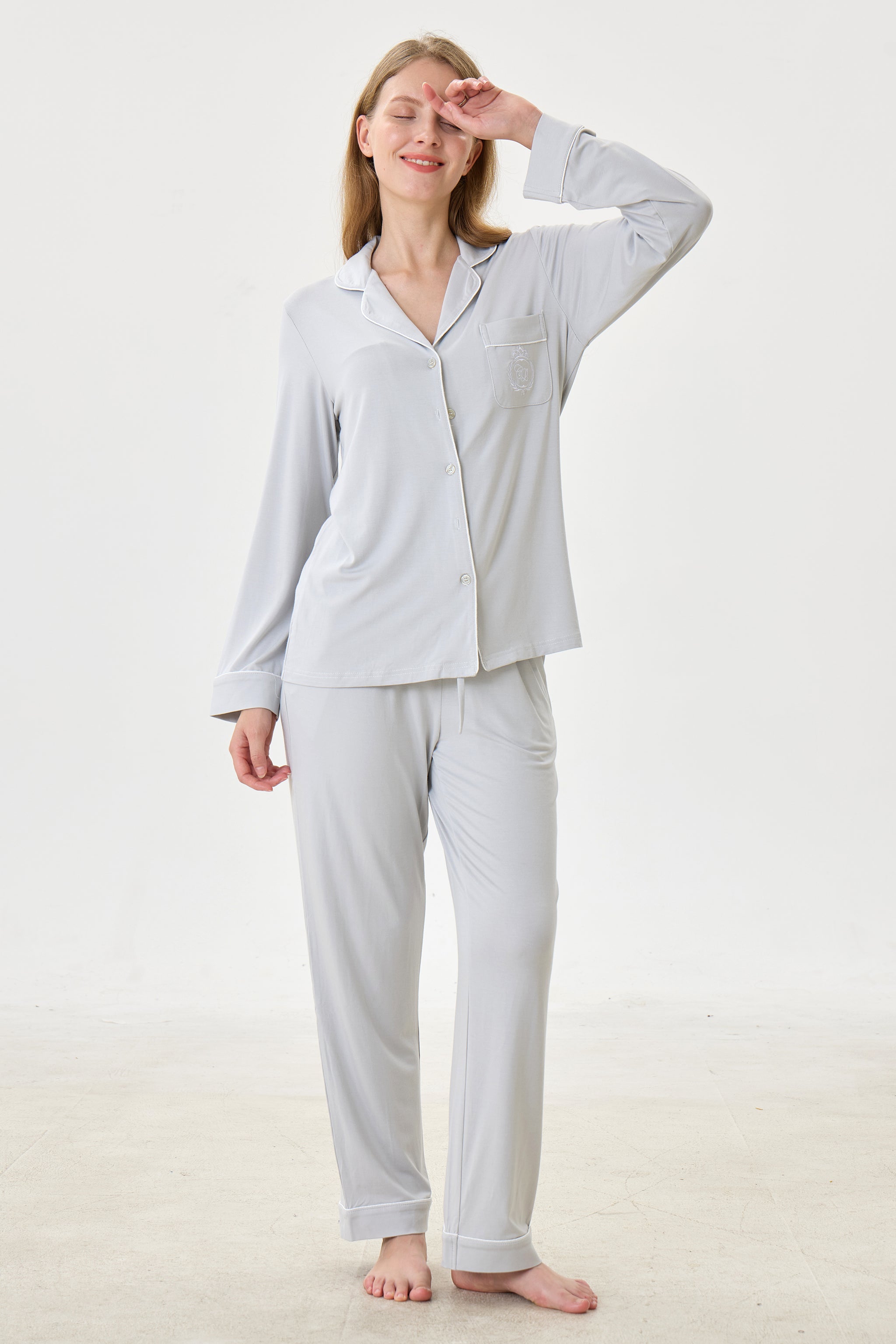 Platinum Bamboo Silk™ Pajama Set – Long Sleeve & Pants - Crescentt
