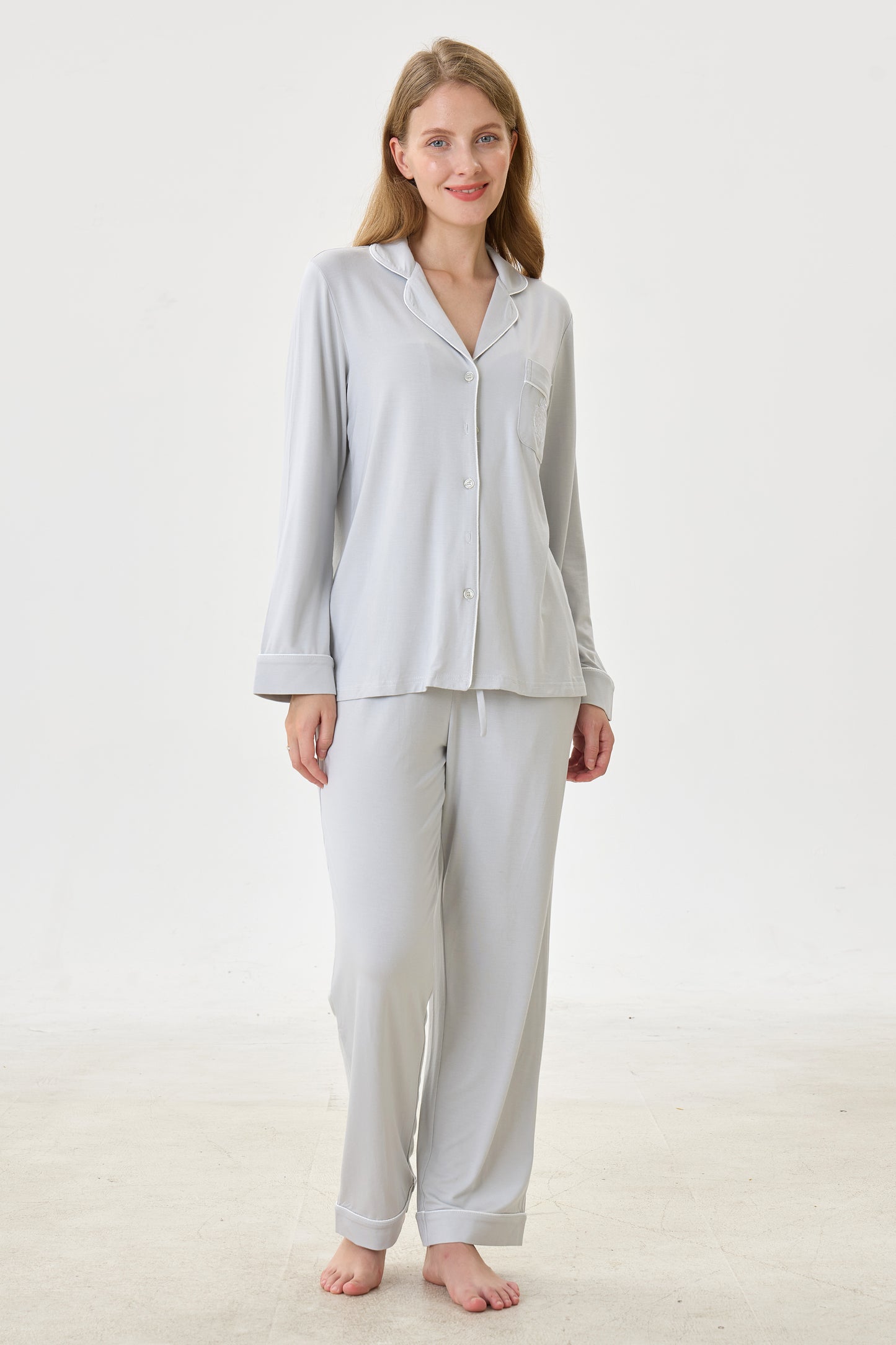 Platinum Bamboo Silk™ Pajama Set – Long Sleeve & Pants