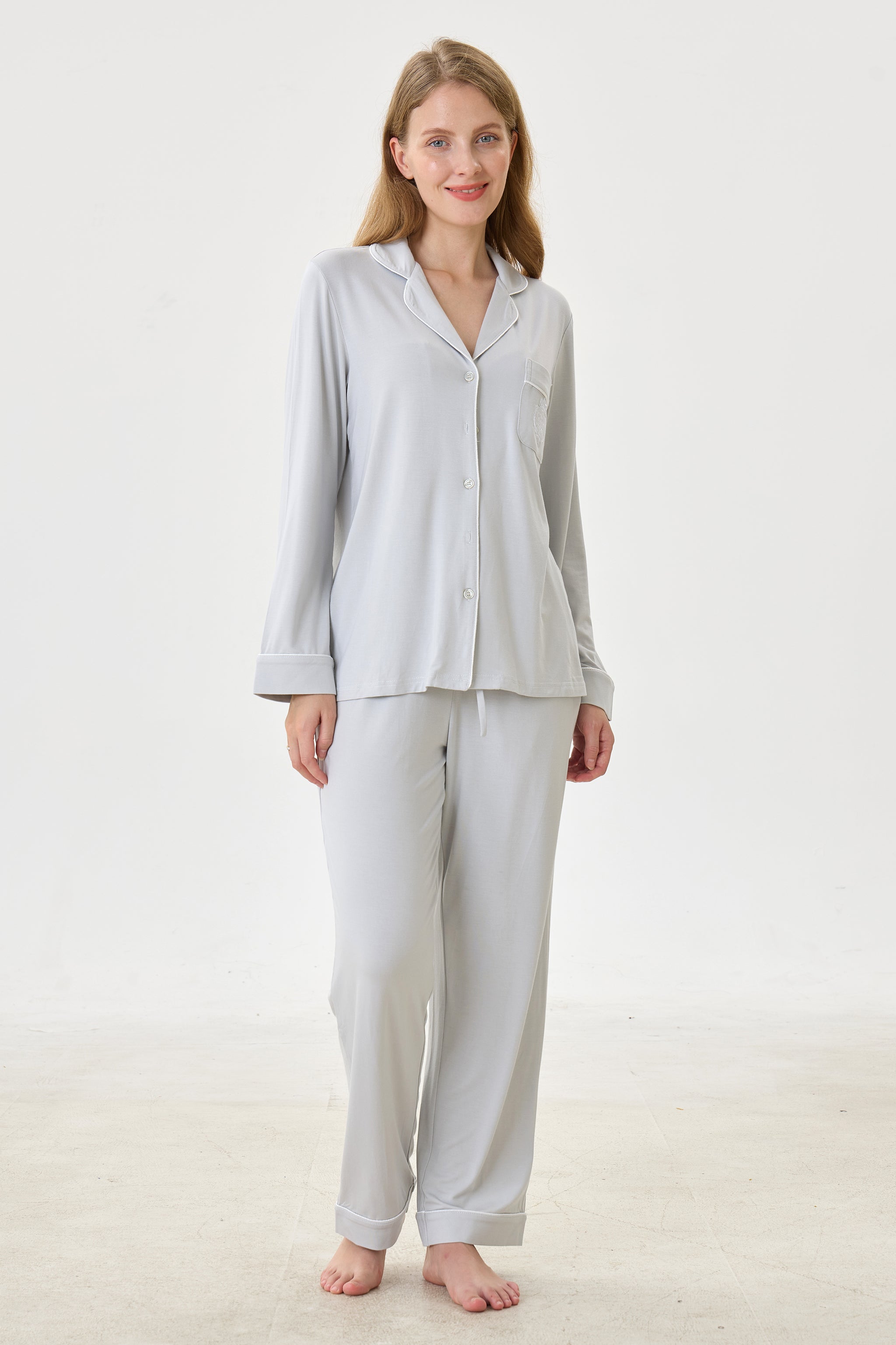 Platinum Bamboo Silk™ Pajama Set – Long Sleeve & Pants - Crescentt