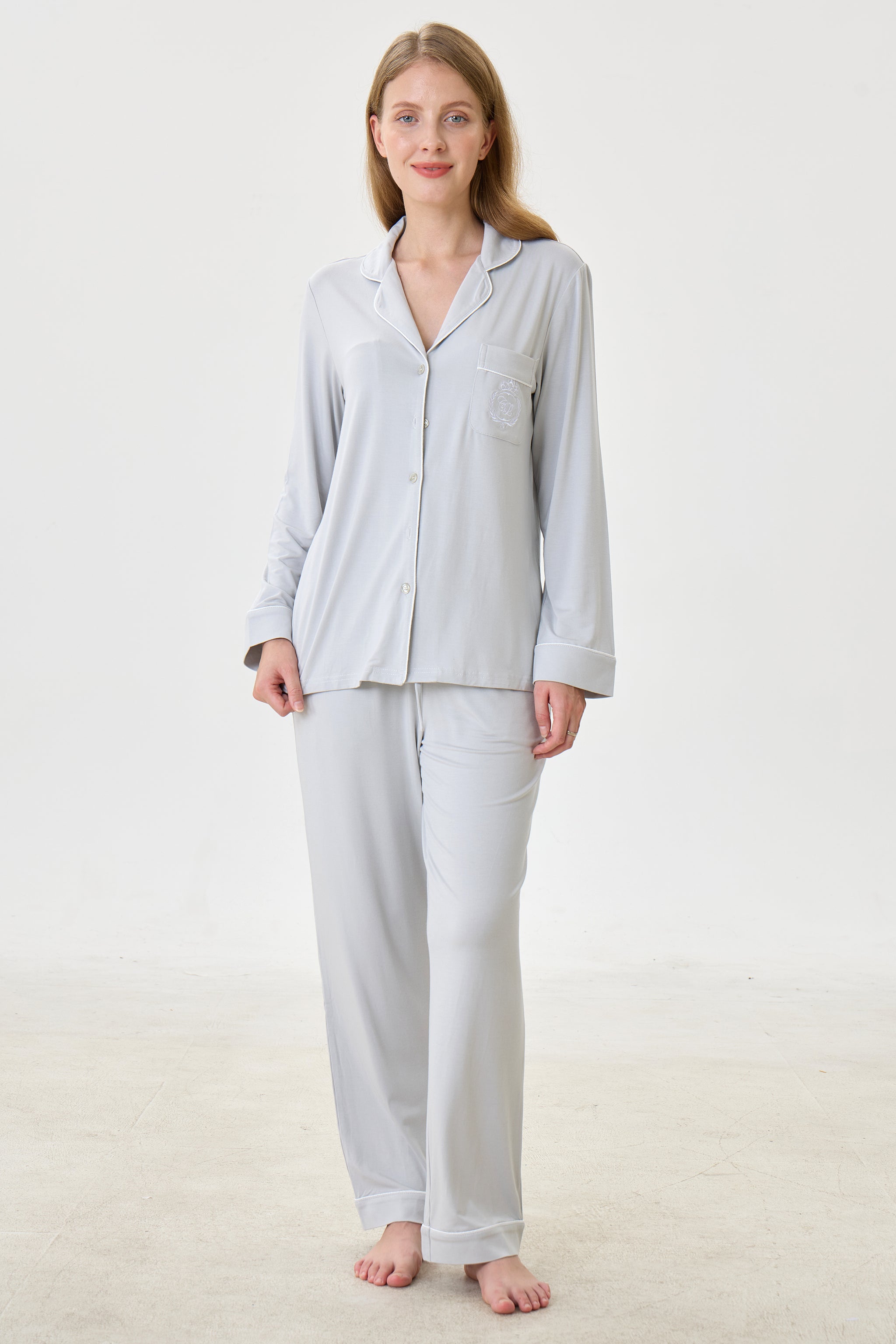 Platinum Bamboo Silk™ Pajama Set – Long Sleeve & Pants - Crescentt