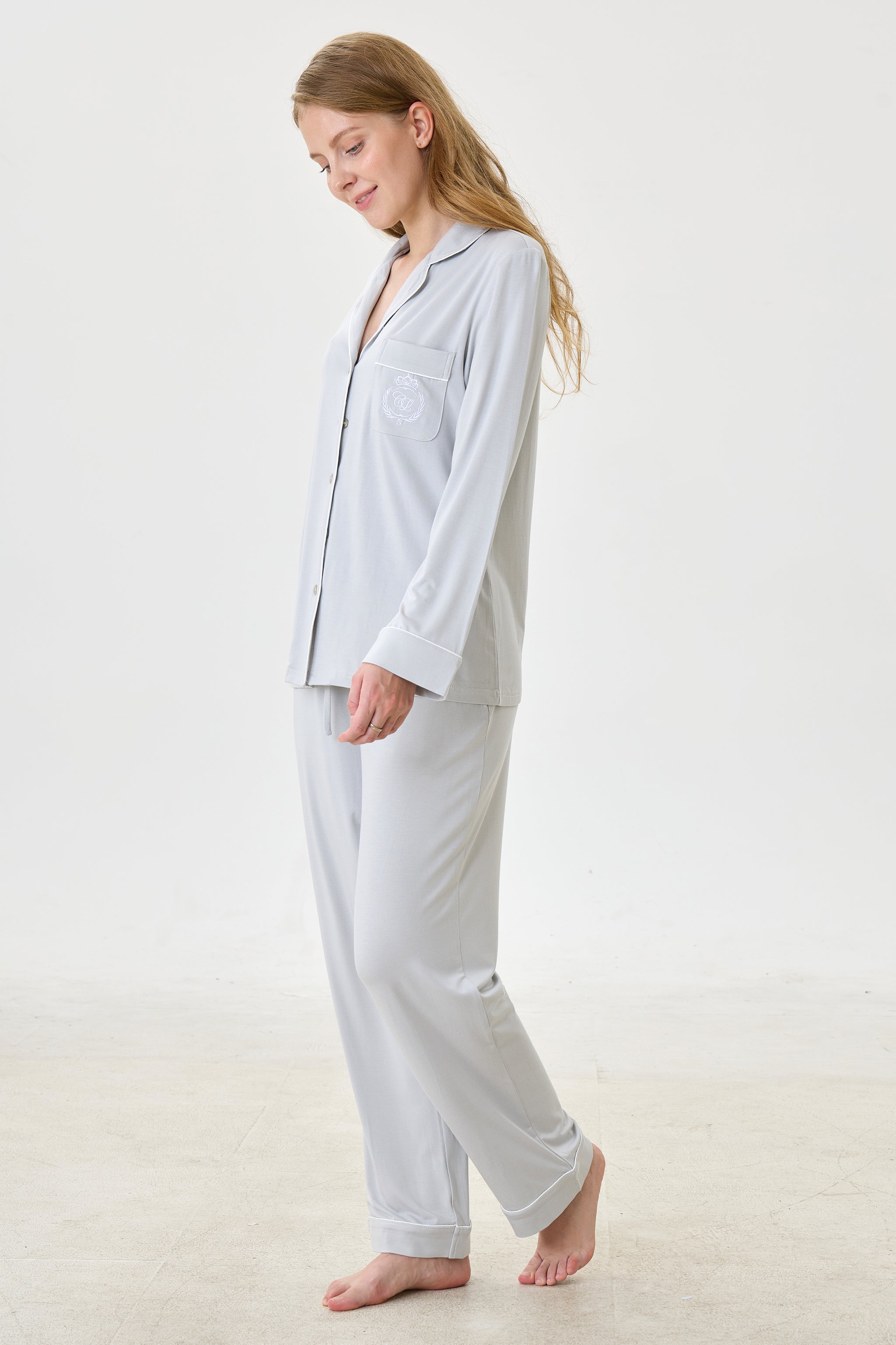 Platinum Bamboo Silk™ Pajama Set – Long Sleeve & Pants - Crescentt