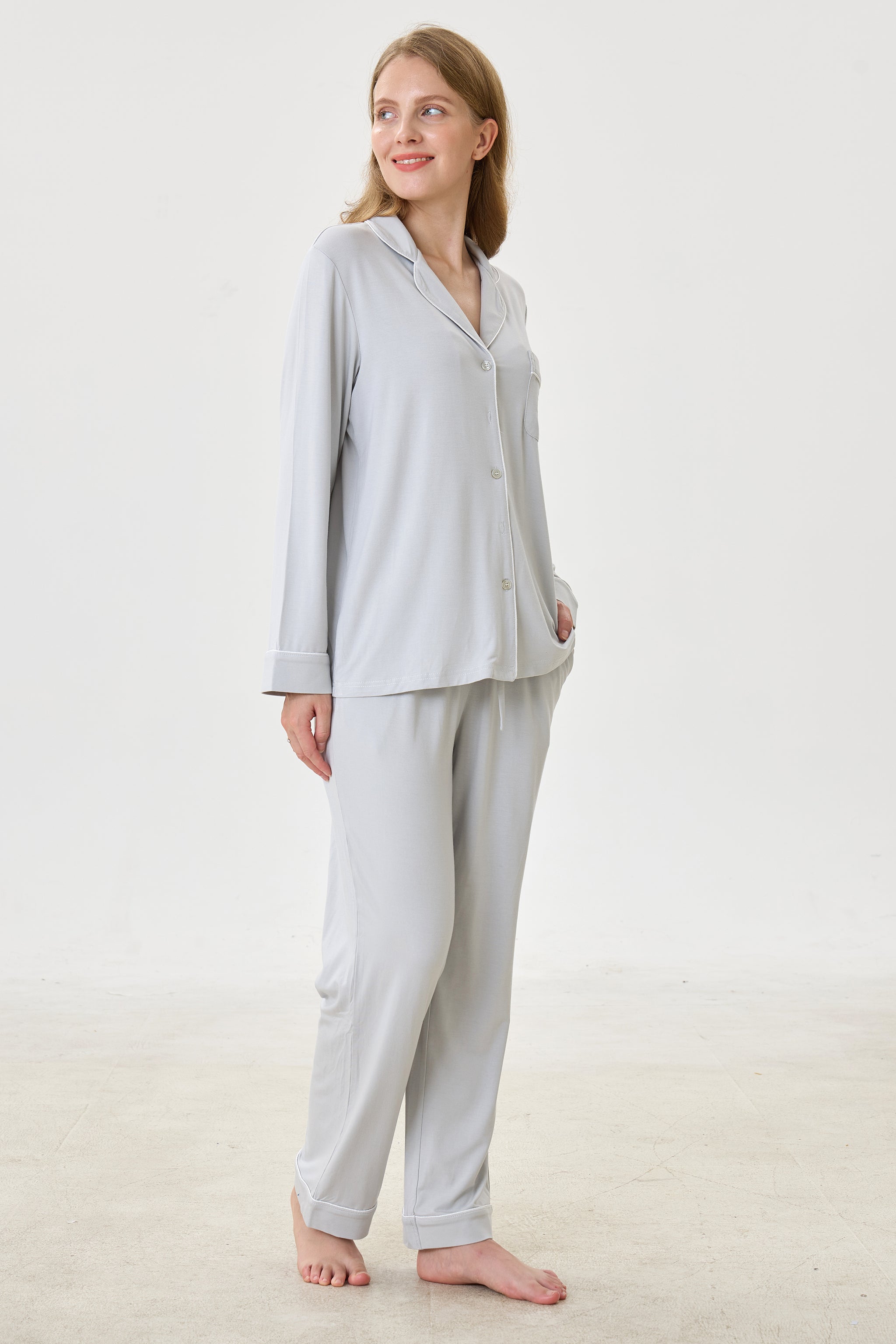 Platinum Bamboo Silk™ Pajama Set – Long Sleeve & Pants - Crescentt