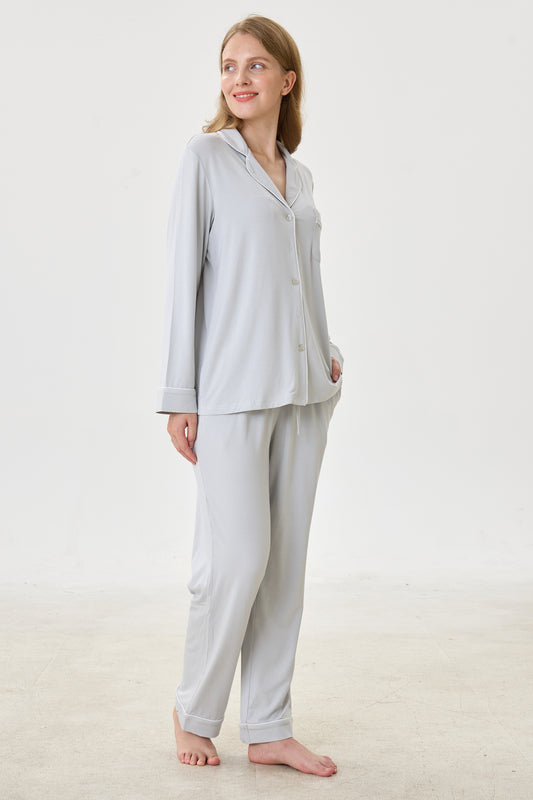Platinum Bamboo Silk™ Pajama Set – Long Sleeve & Pants