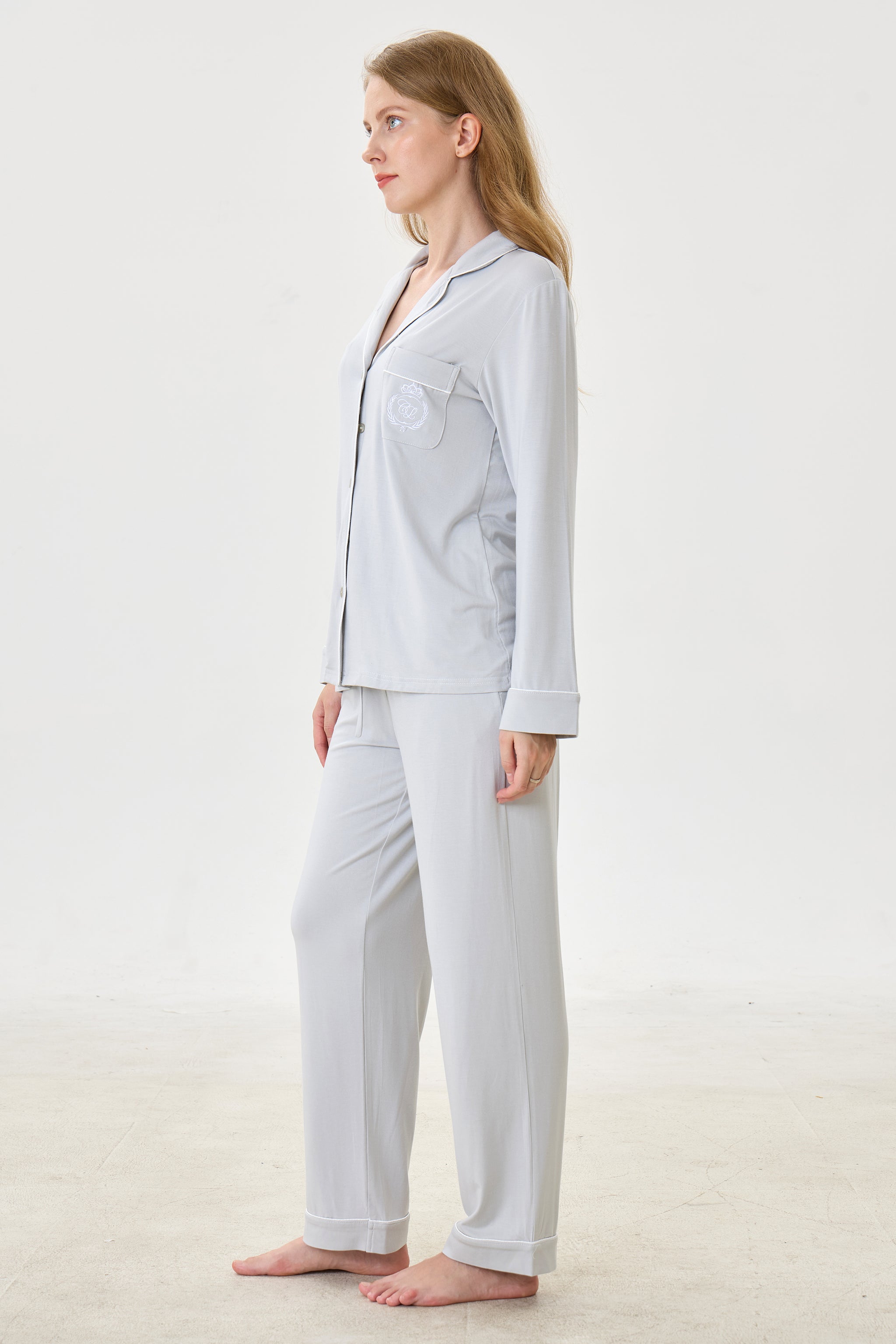 Platinum Bamboo Silk™ Pajama Set – Long Sleeve & Pants - Crescentt