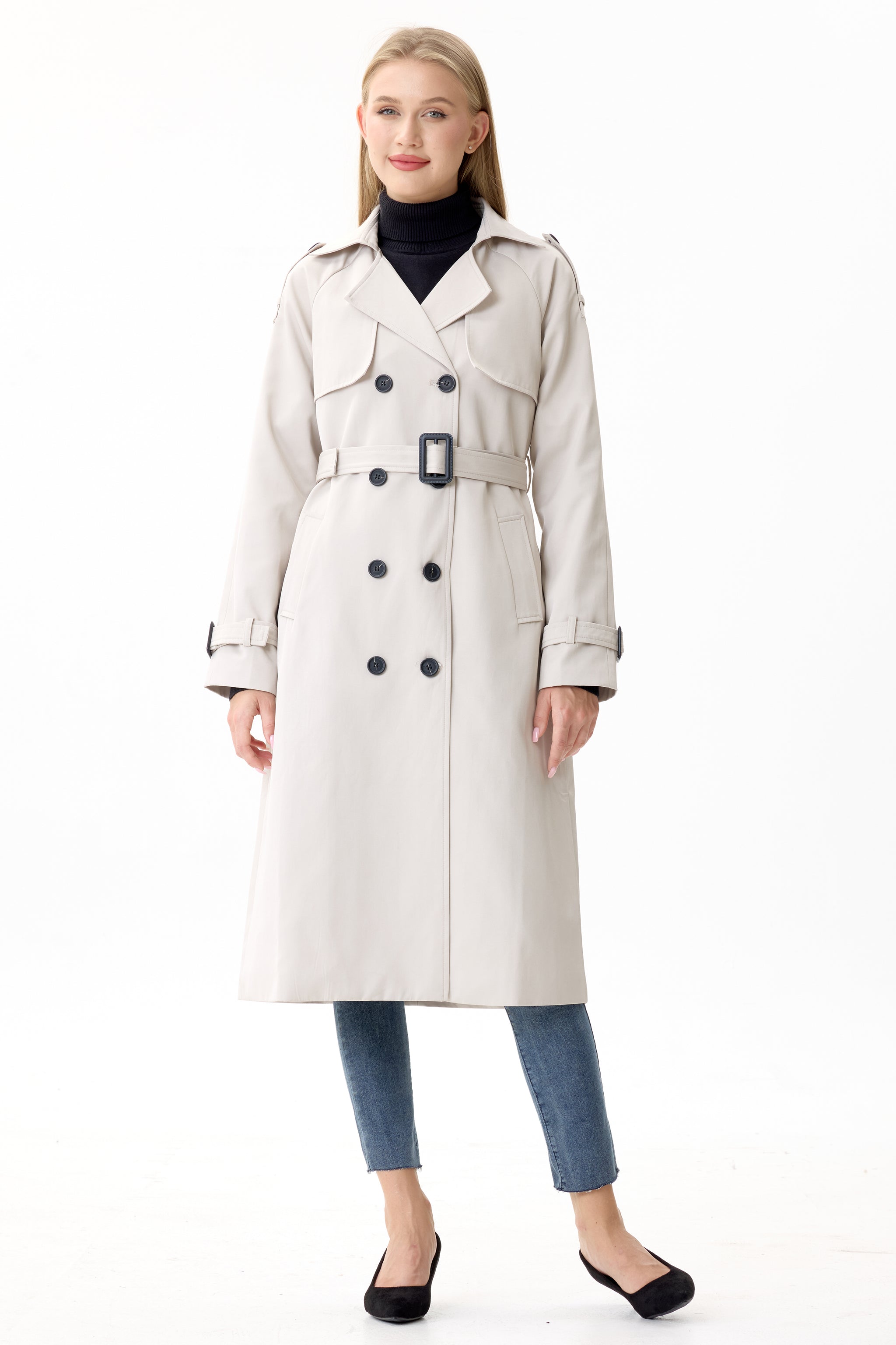 Porcelain Marquise™ Water-Resistant Trench Coat - Crescentt