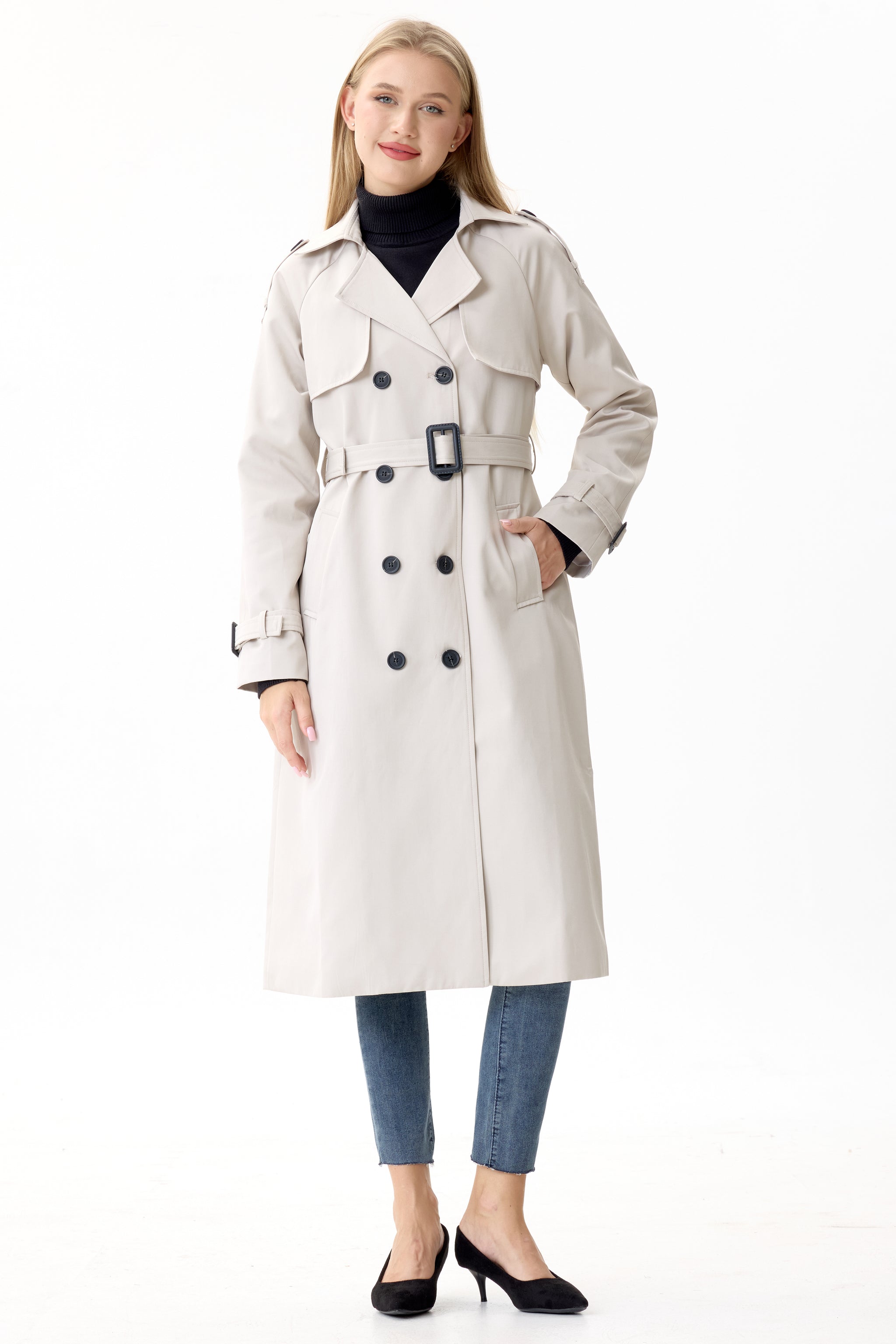 Porcelain Marquise™ Water-Resistant Trench Coat - Crescentt
