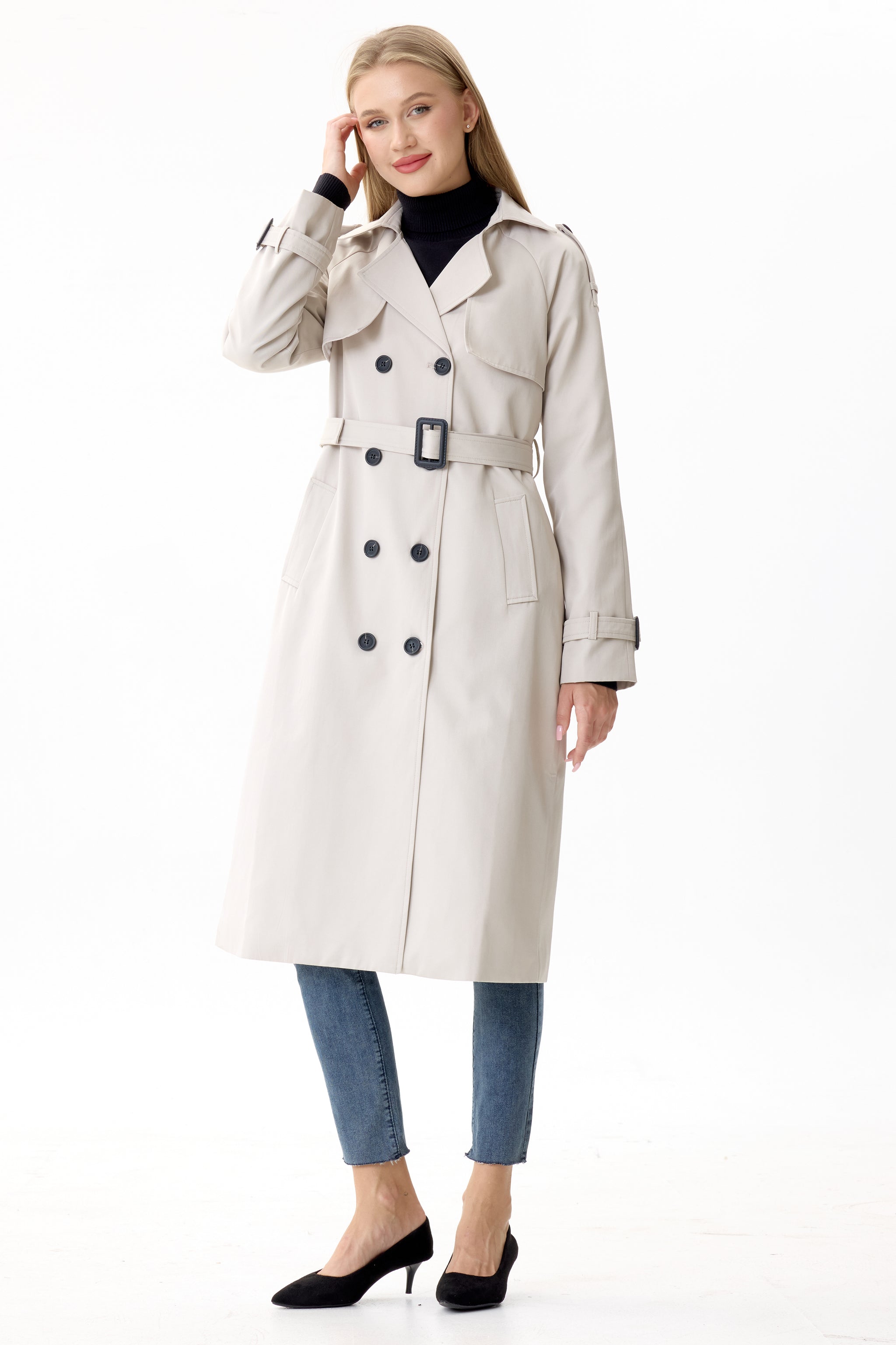 Porcelain Marquise™ Water-Resistant Trench Coat - Crescentt