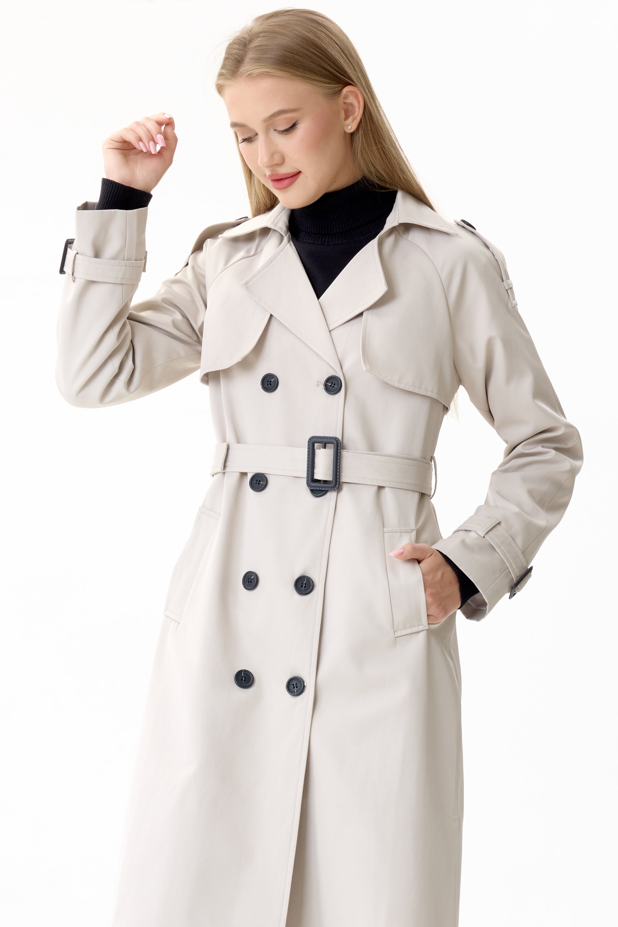 Porcelain Marquise™ Water-Resistant Trench Coat - Crescentt