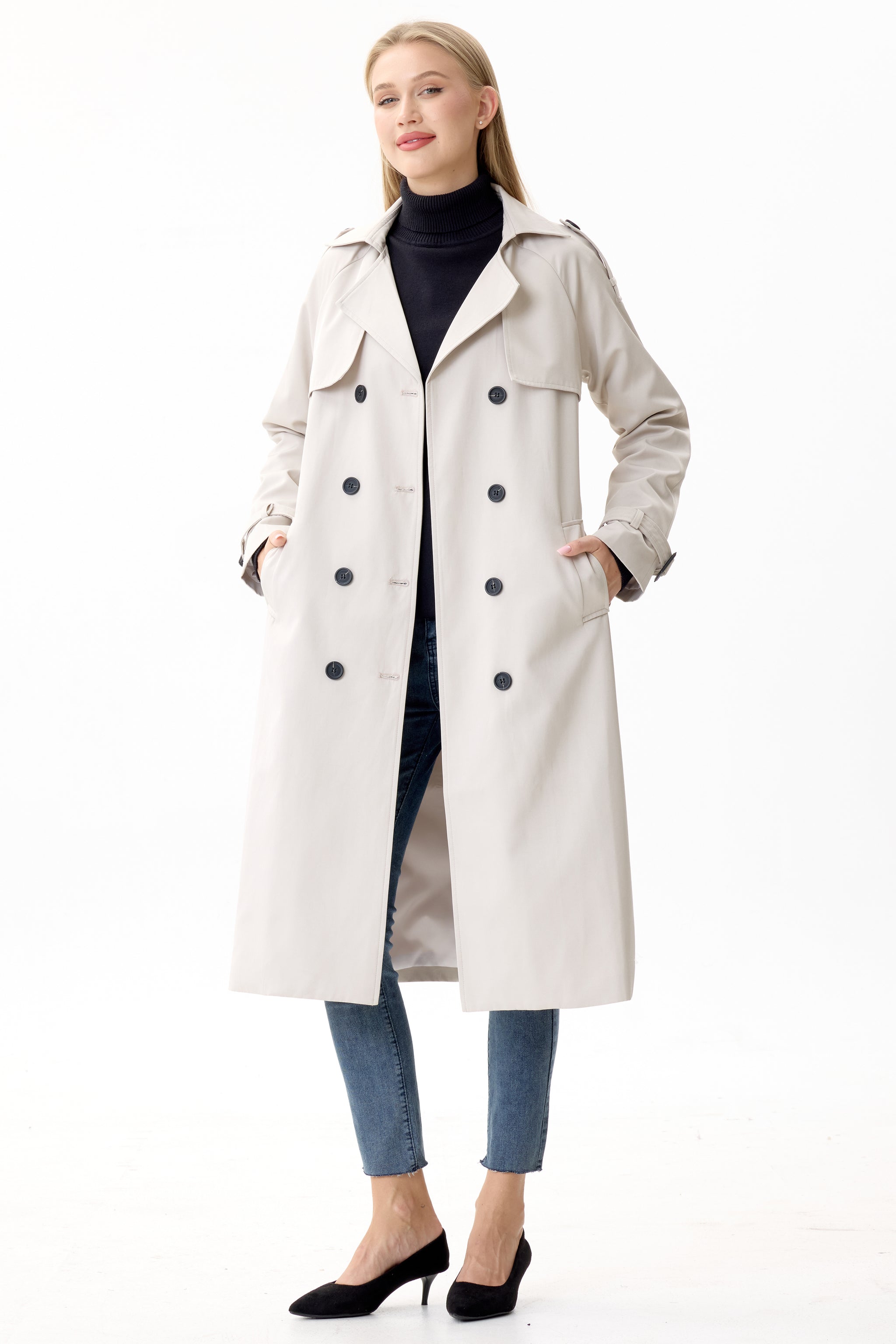 Porcelain Marquise™ Water-Resistant Trench Coat - Crescentt