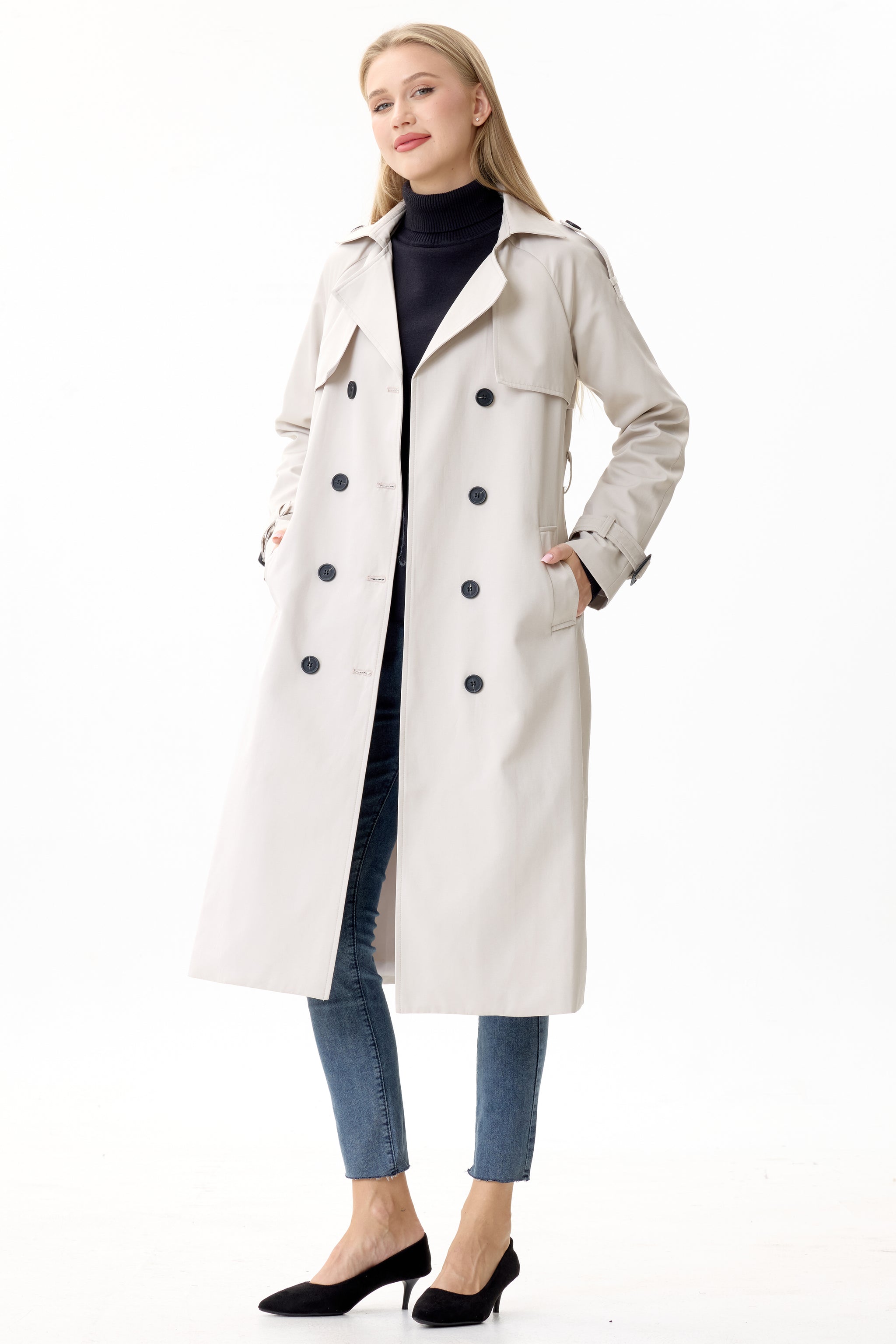 Porcelain Marquise™ Water-Resistant Trench Coat - Crescentt