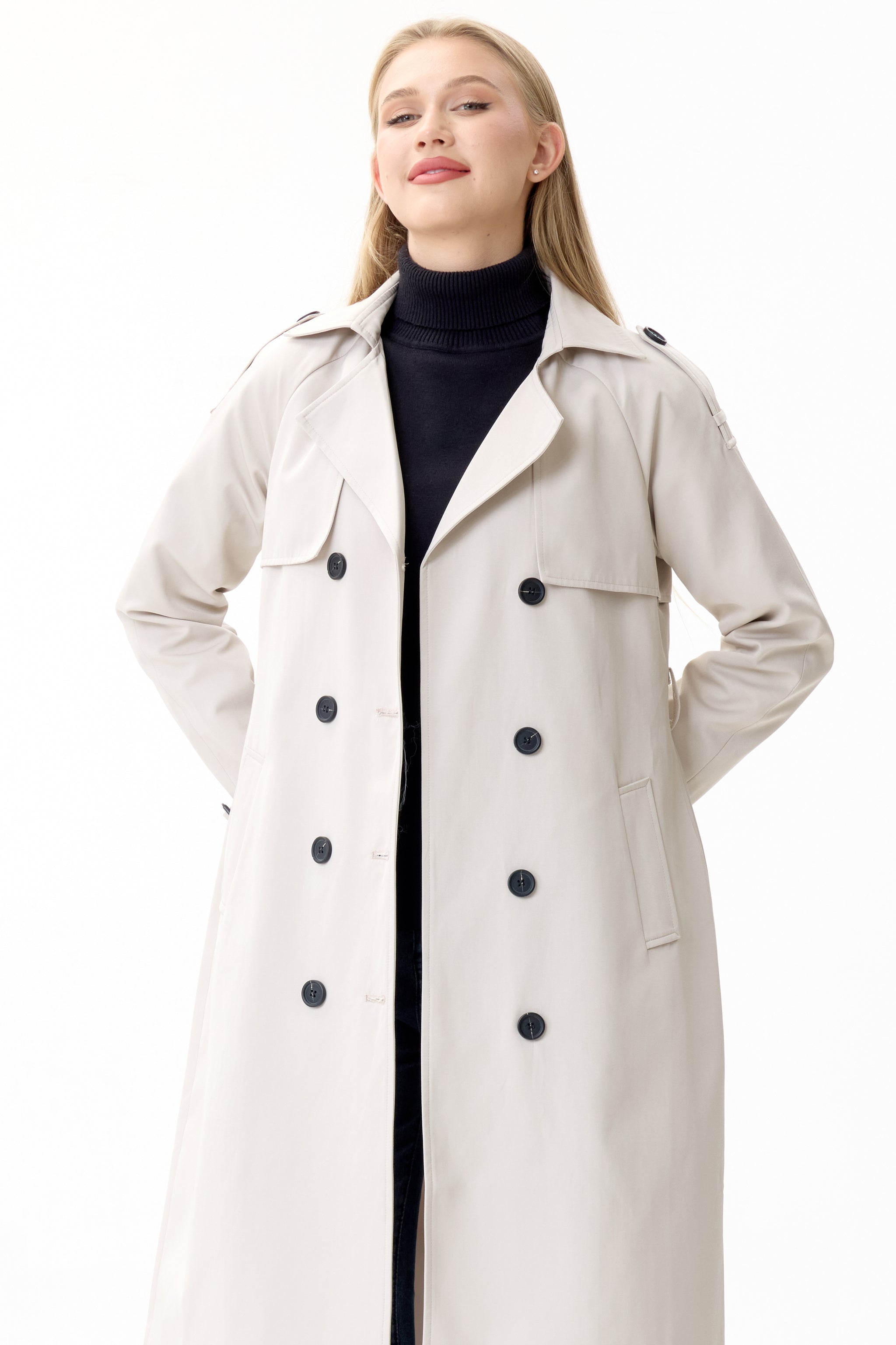 Porcelain Marquise™ Water-Resistant Trench Coat - Crescentt