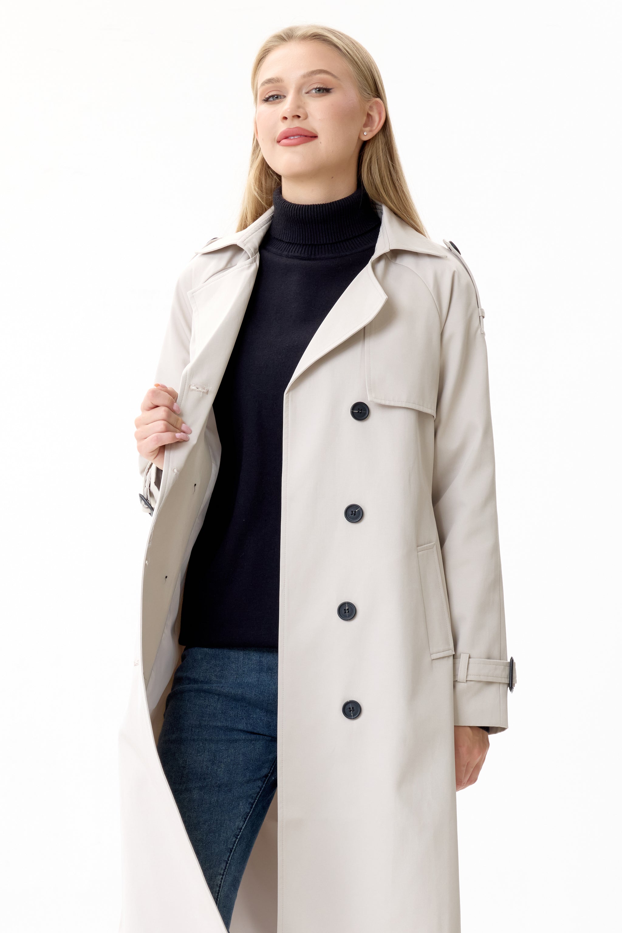 Porcelain Marquise™ Water-Resistant Trench Coat - Crescentt