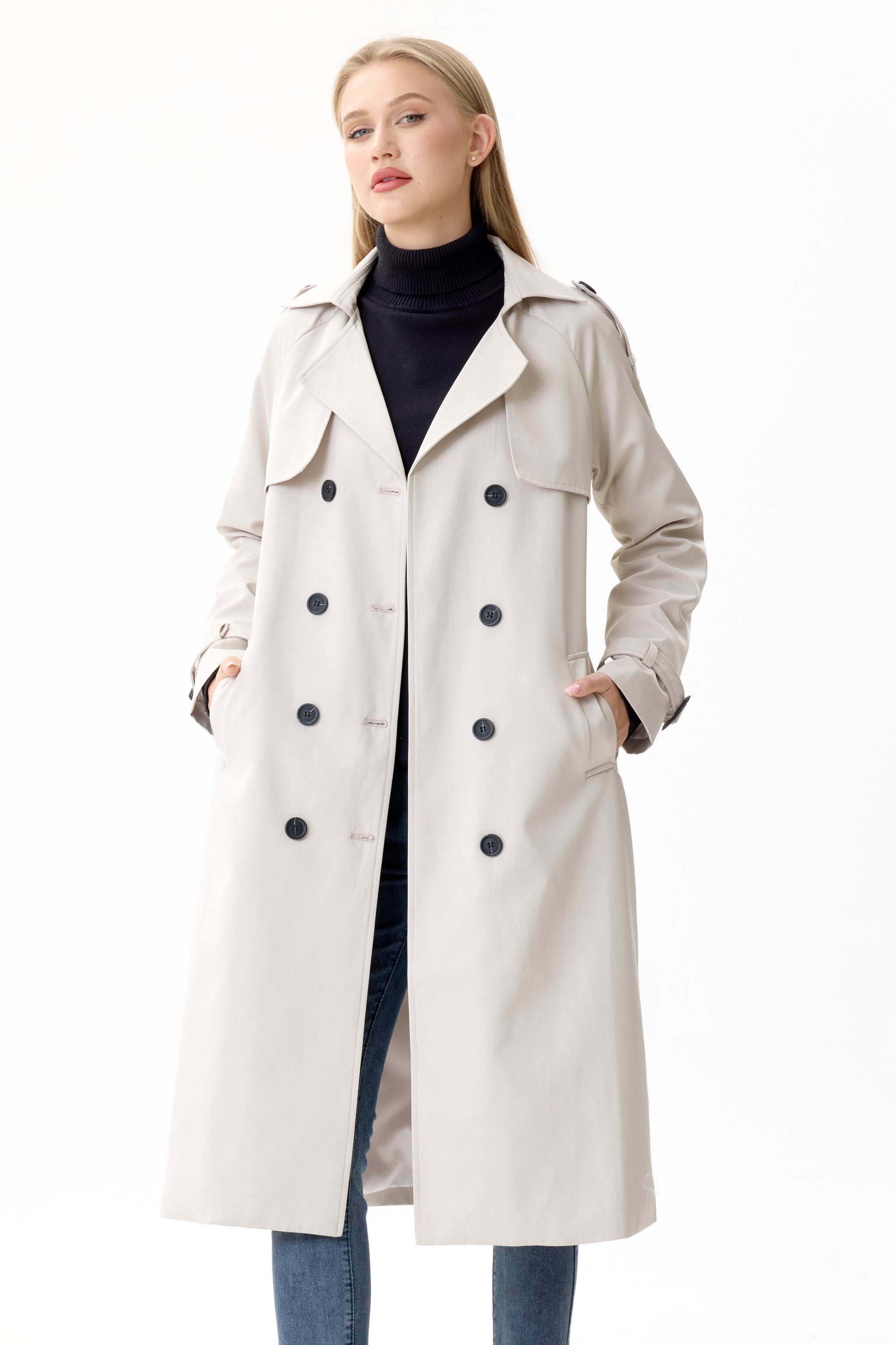 Porcelain Marquise™ Water-Resistant Trench Coat - Crescentt