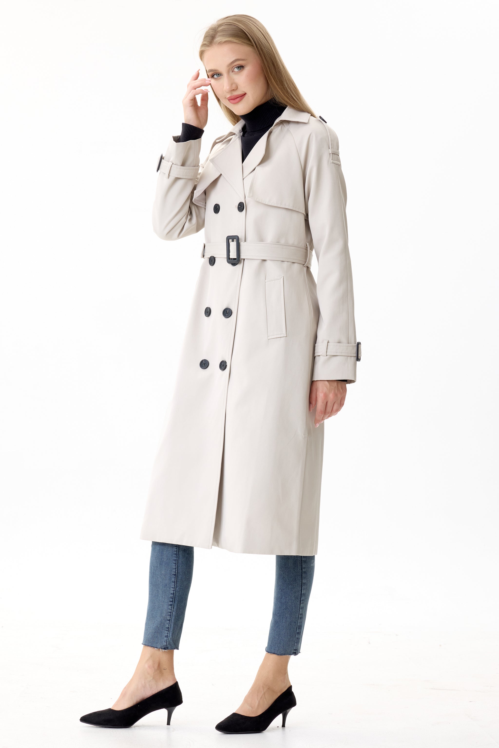 Porcelain Marquise™ Water-Resistant Trench Coat - Crescentt