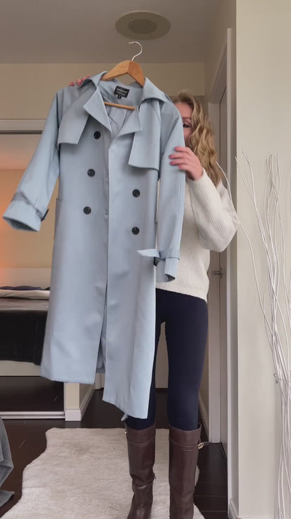 Classic Luxury Trench Coat - Pacific Blue