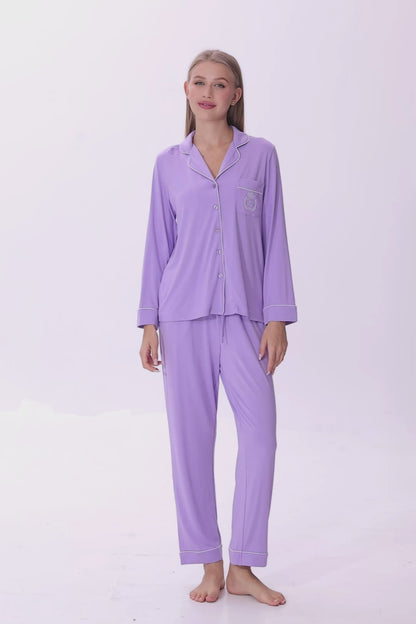 Lilac Bamboo Silk™ Pajama Set – Long Sleeve & Pants