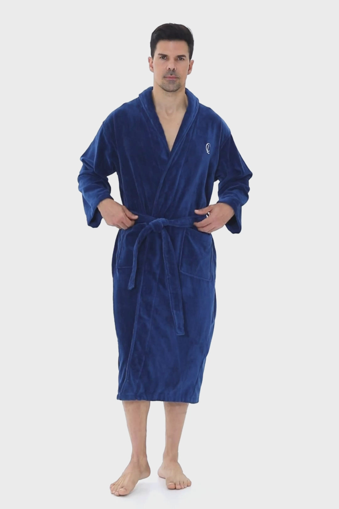 Men’s Luxury Shawl Collar Bathrobe – 100% Turkish Cotton Velour, Royal ...