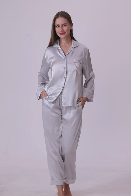 Silver Emery™ Mulberry Silk Pajama Set + Eye Mask + Scrunchie