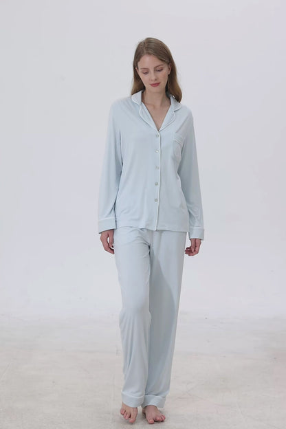 Periwinkle Bamboo Silk™ Pajama Set – Long Sleeve & Pants