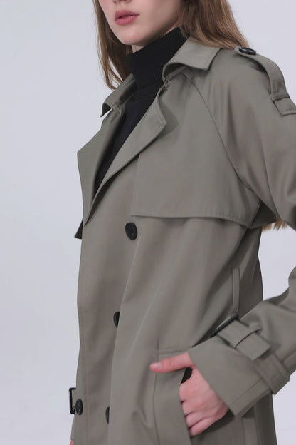 Sage Gray Marquise™ Water-Resistant Trench Coat