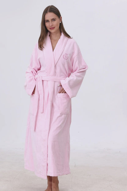 Soft Blush Shawl Turkish Cotton Spa Bathrobe