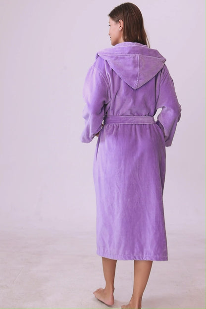 Amethyst Bloom Hooded Turkish Cotton Spa Bathrobe