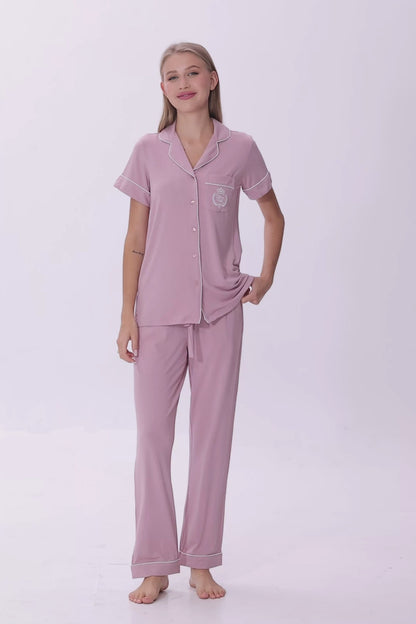 Berry Mauve Bamboo Silk™ Pajama Set – Short Sleeve & Pants